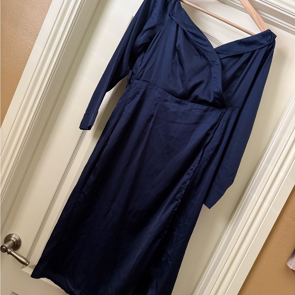 PrettyLittleThing Navy One Shoulder Dress